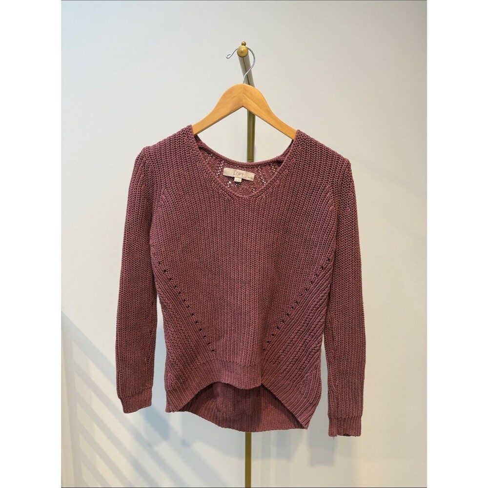 Mauve-Pink Knit V-Neck Sweater SP